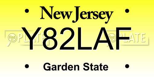 Y82LAF New Jersey License Plate