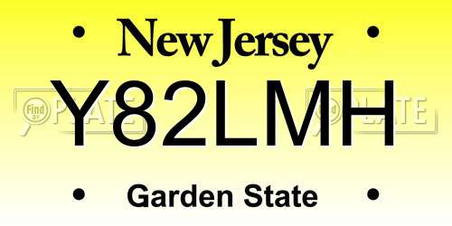 Y82LMH New Jersey License Plate