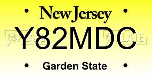 Y82MDC New Jersey License Plate