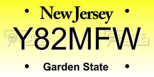 Y82MFW New Jersey License Plate
