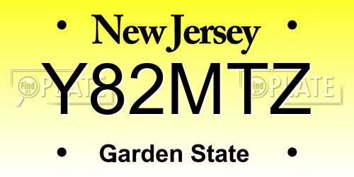 Y82MTZ New Jersey License Plate