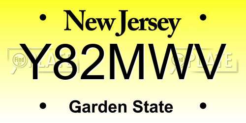 Y82MWV New Jersey License Plate