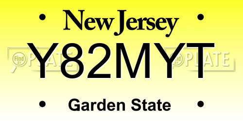 Y82MYT New Jersey License Plate