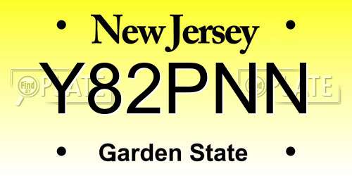 Y82PNN New Jersey License Plate
