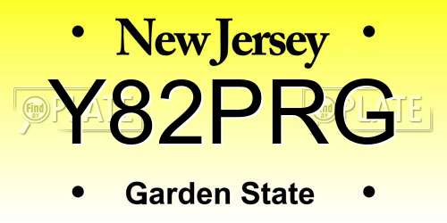 Y82PRG New Jersey License Plate
