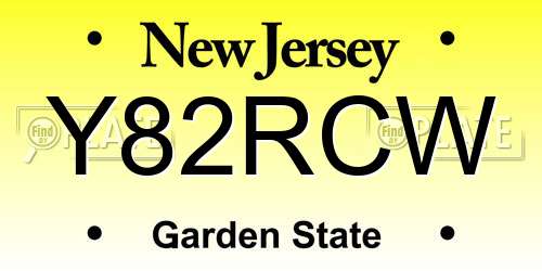 Y82RCW New Jersey License Plate