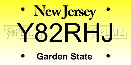 Y82RHJ New Jersey License Plate