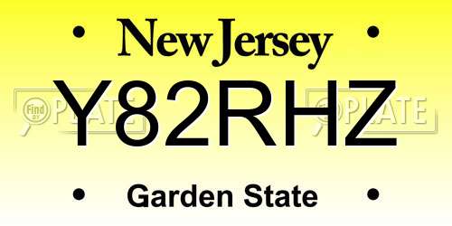 Y82RHZ New Jersey License Plate