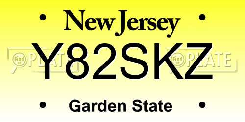 Y82SKZ New Jersey License Plate