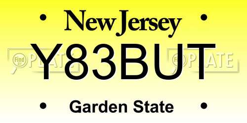 Y83BUT New Jersey License Plate