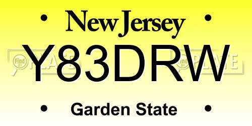 Y83DRW New Jersey License Plate