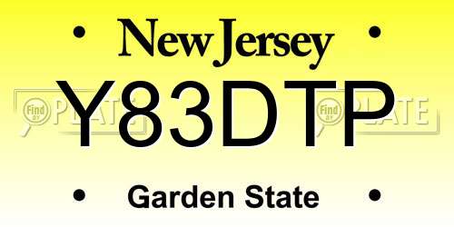Y83DTP New Jersey License Plate