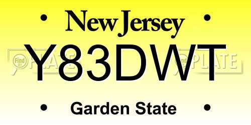 Y83DWT New Jersey License Plate