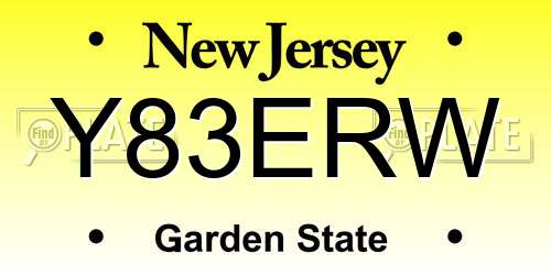 Y83ERW New Jersey License Plate