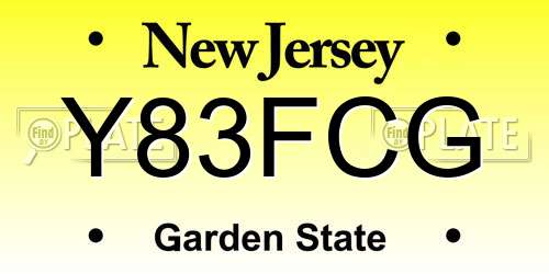 Y83FCG New Jersey License Plate