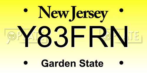 Y83FRN New Jersey License Plate