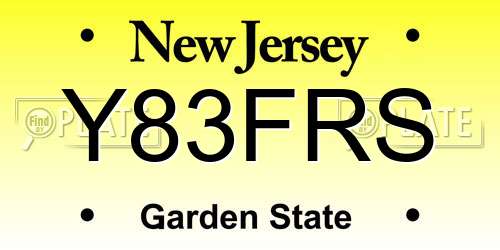 Y83FRS New Jersey License Plate