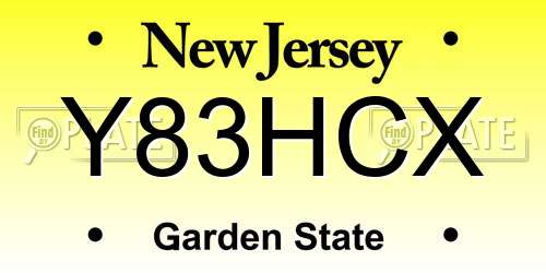 Y83HCX New Jersey License Plate