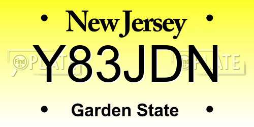 Y83JDN New Jersey License Plate