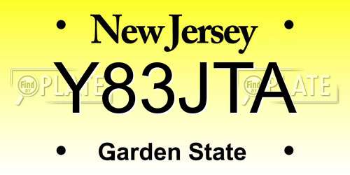 Y83JTA New Jersey License Plate