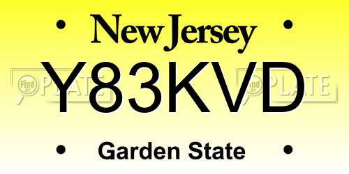 Y83KVD New Jersey License Plate
