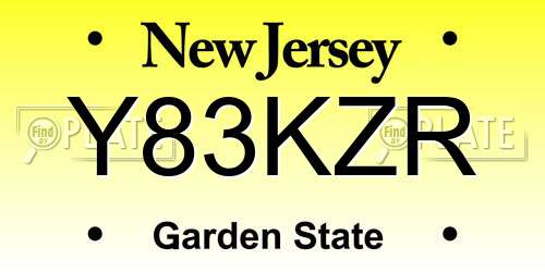 Y83KZR New Jersey License Plate