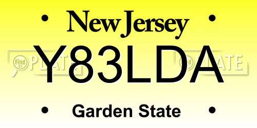Y83LDA New Jersey License Plate