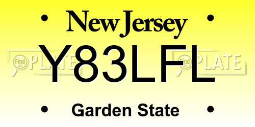 Y83LFL New Jersey License Plate