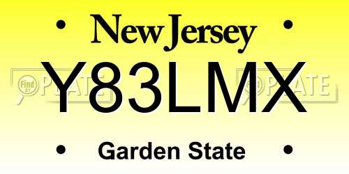 Y83LMX New Jersey License Plate
