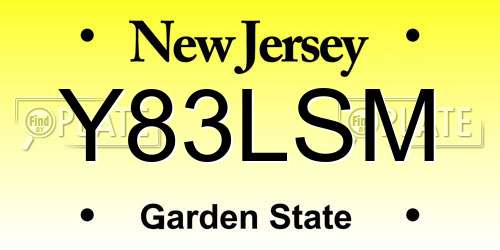 Y83LSM New Jersey License Plate