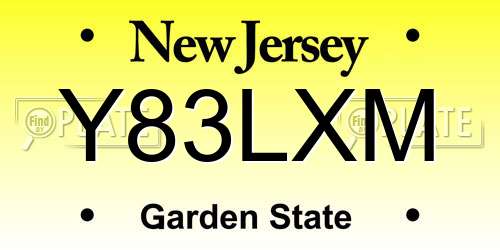 Y83LXM New Jersey License Plate