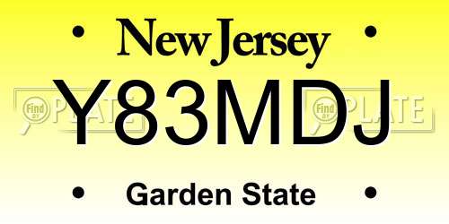Y83MDJ New Jersey License Plate