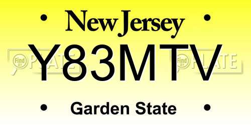 Y83MTV New Jersey License Plate