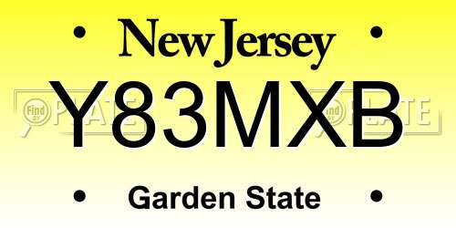 Y83MXB New Jersey License Plate