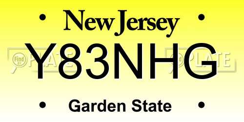 Y83NHG New Jersey License Plate