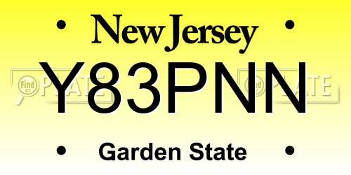 Y83PNN New Jersey License Plate