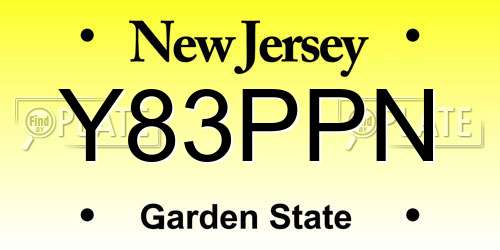 Y83PPN New Jersey License Plate