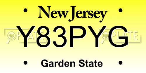Y83PYG New Jersey License Plate