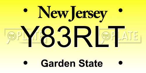 Y83RLT New Jersey License Plate