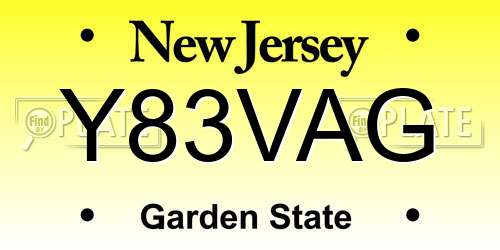 Y83VAG New Jersey License Plate