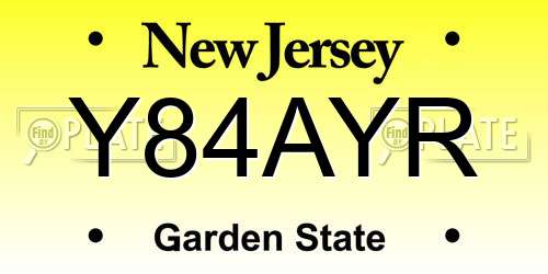 Y84AYR New Jersey License Plate