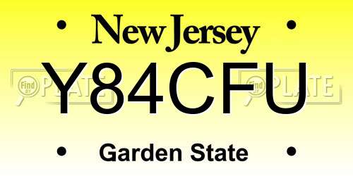 Y84CFU New Jersey License Plate