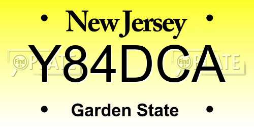 Y84DCA New Jersey License Plate