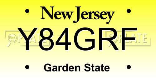 Y84GRF New Jersey License Plate