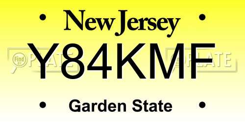 Y84KMF New Jersey License Plate
