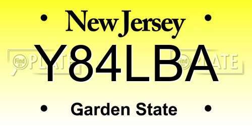 Y84LBA New Jersey License Plate