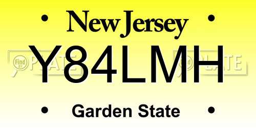 Y84LMH New Jersey License Plate