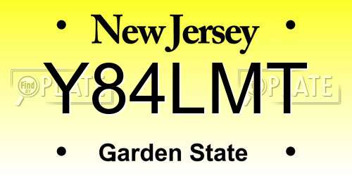 Y84LMT New Jersey License Plate