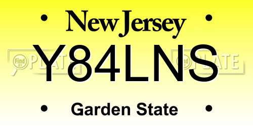 Y84LNS New Jersey License Plate