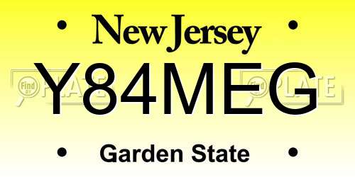 Y84MEG New Jersey License Plate